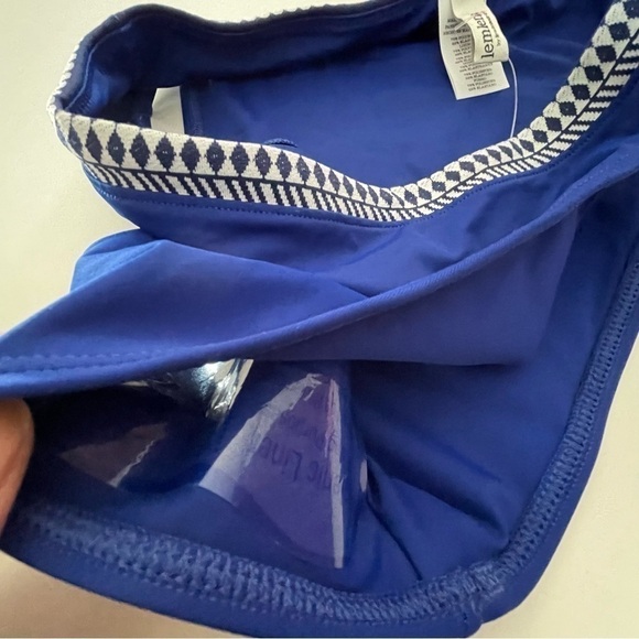 LEMLEM Lena High Leg Bikini Bottom M Diamond Jacquard Blue and White  $125 - Picture 5 of 10